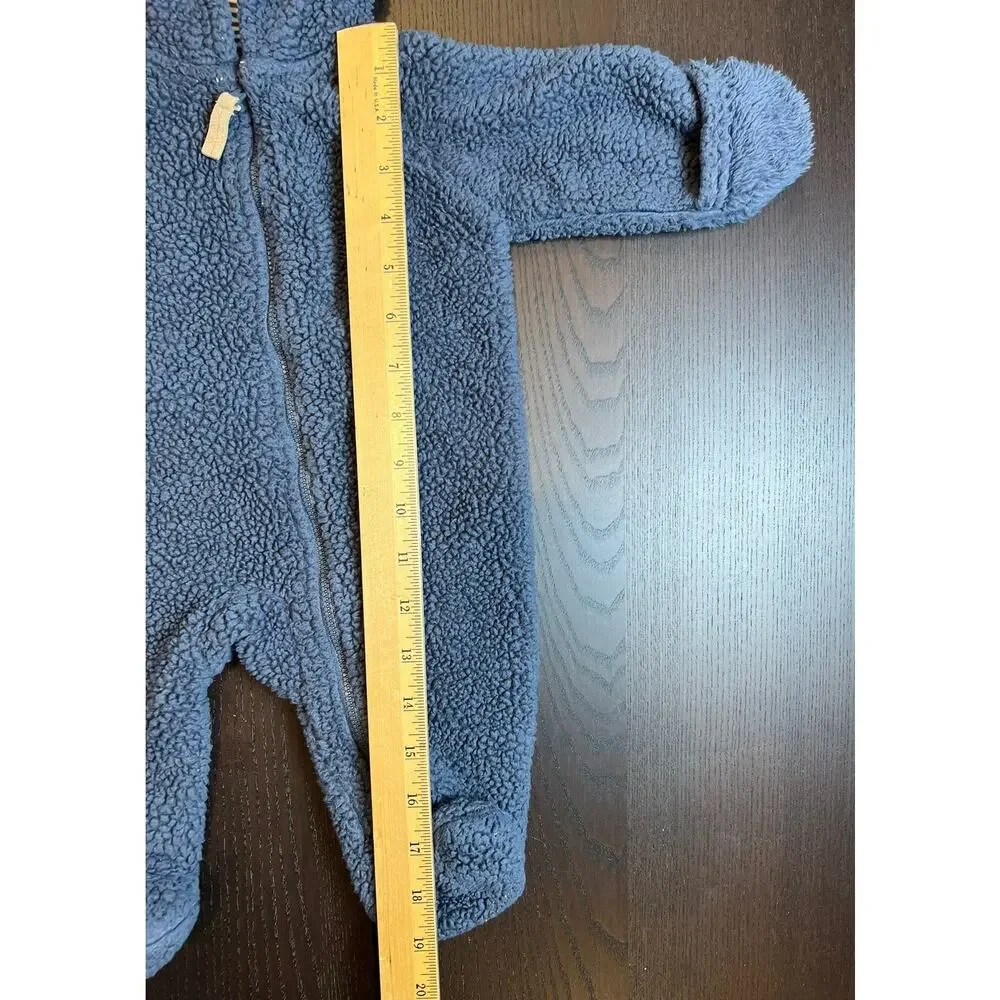 Carter's Baby Boy Navy Blue Teddy Bear Romper unisex 3 Months Sherpa Snowsuit